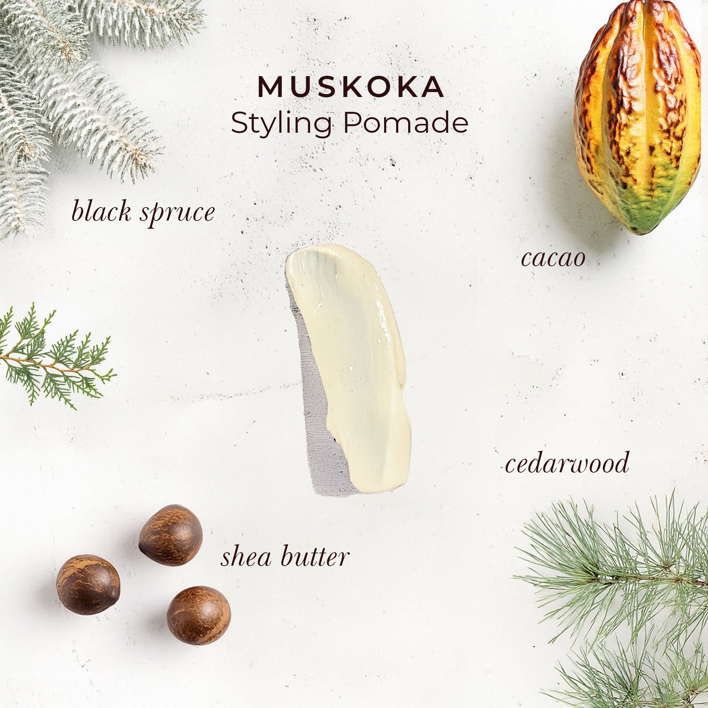 Natural men’s styling pomade ingredients by Cocoon Apothecary