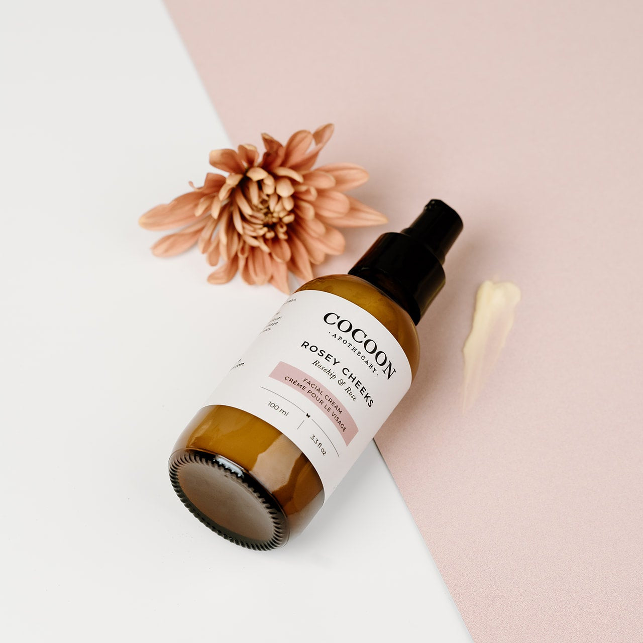 Light, creamy texture of Rosey Cheeks Facial Cream showing smooth, nourishing formula that absorbs quickly without greasiness.