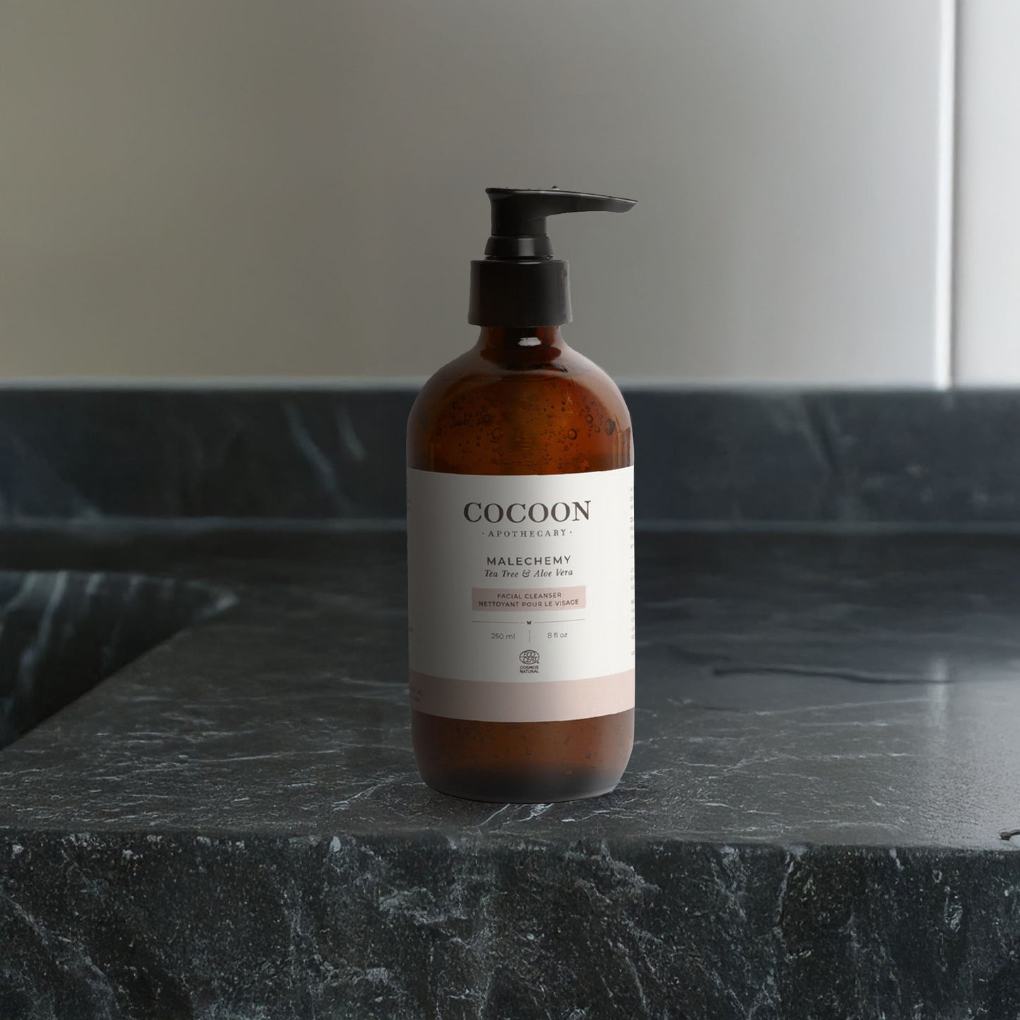 Lifestyle shot on bathroom counter