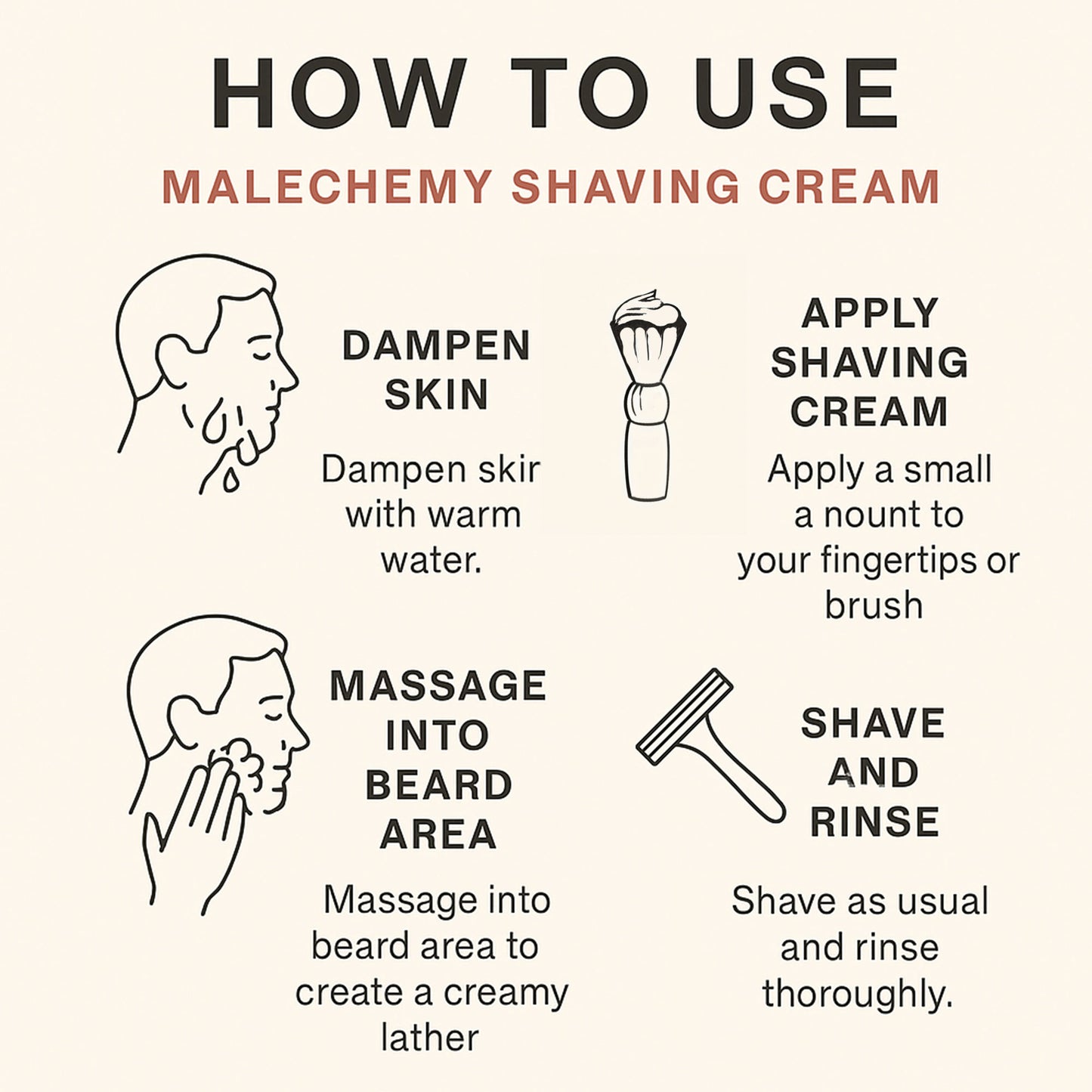 Man applying Malechemy organic shaving cream with shaving brush for smooth, irritation-free shave