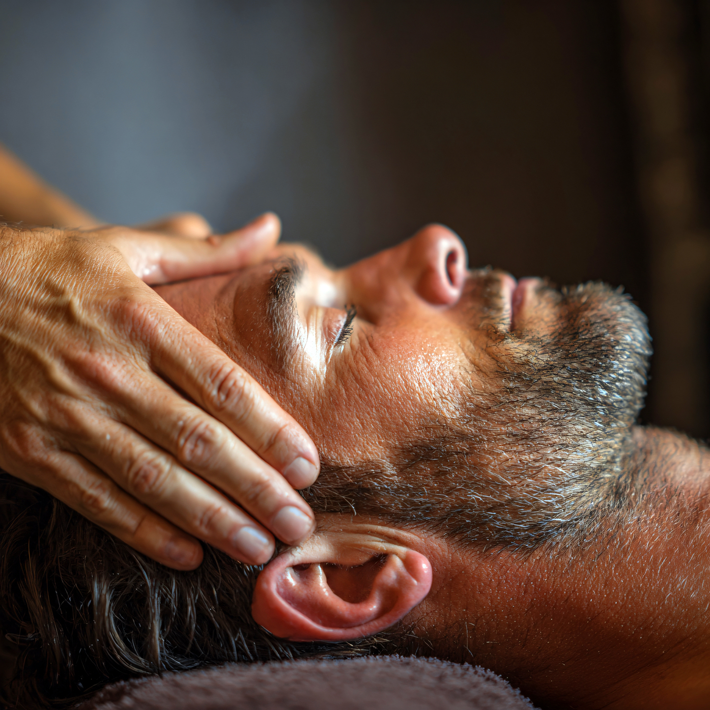 man getting facial treatment at spa