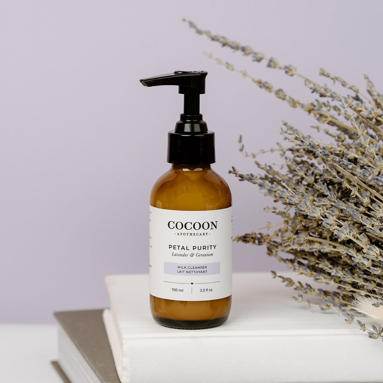 Botanical ingredients in Petal Purity Milk Cleanser – lavender, geranium, almond, coconut