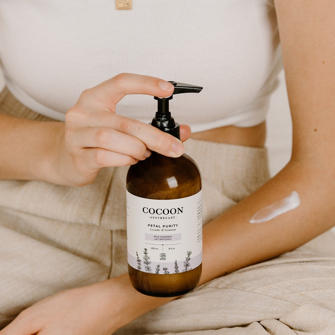 Creamy, silky texture of Petal Purity Milk Cleanser