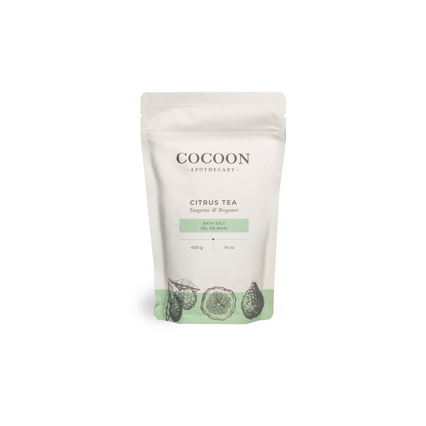 Cocoon Apothecary Citrus Tea bath salt packaging on a white background