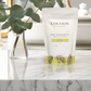 Cocoon Apothecary Mint Eucalyptus bath salt packaging on a marble surface with a plant in the background.