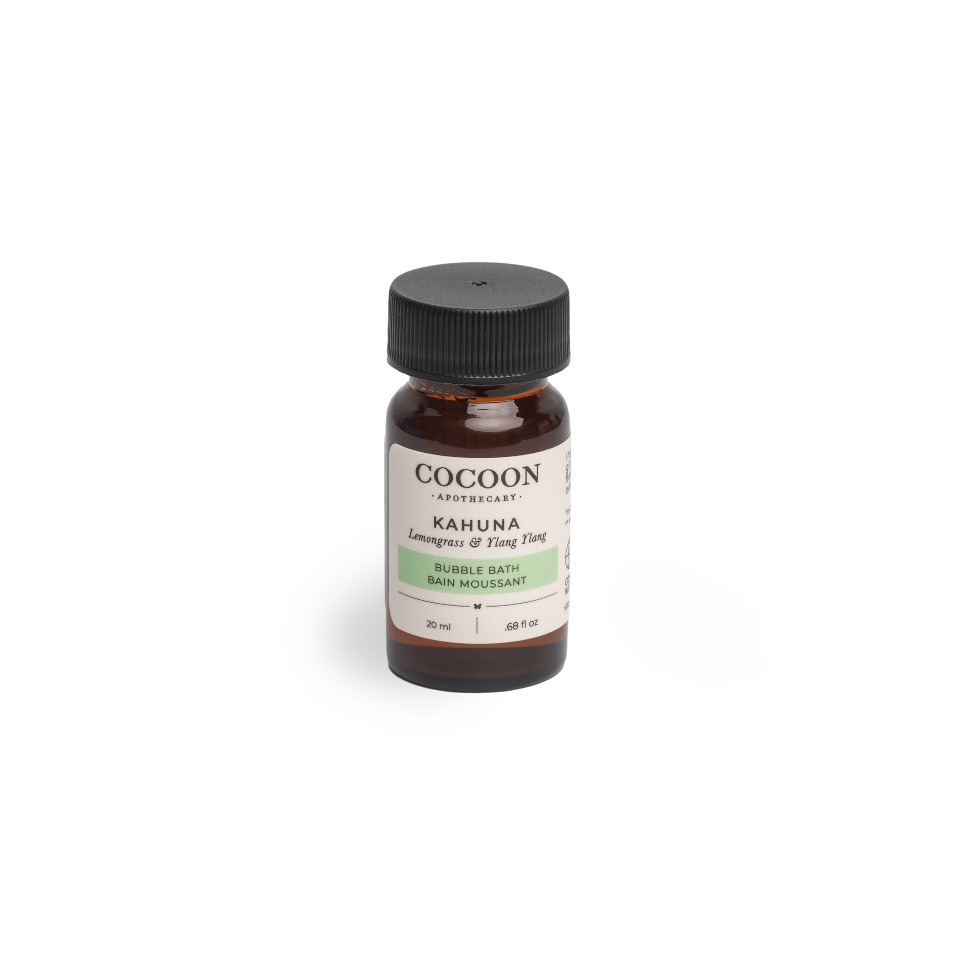 Bottle of Cocoon Apothecary Kahuna bubble bath on a white background