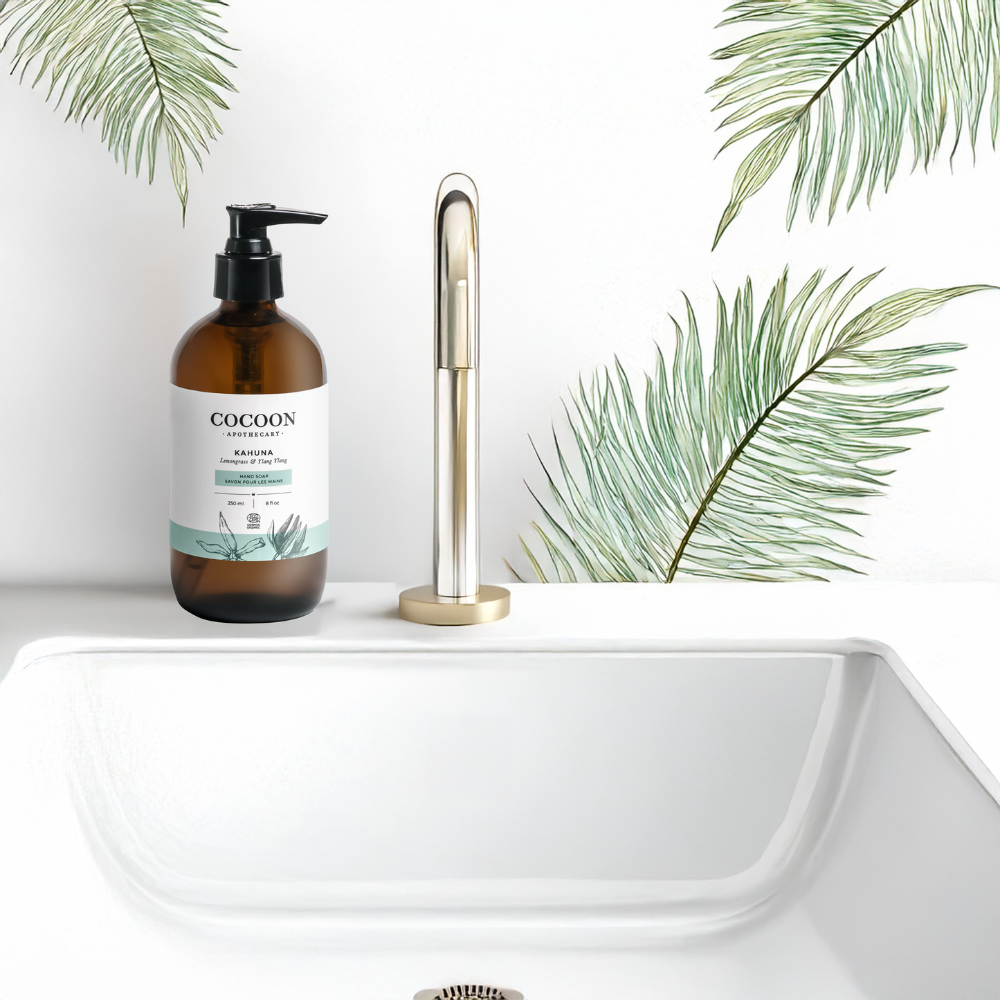 Bathroom scene with Kahuna Hand Soap bottle