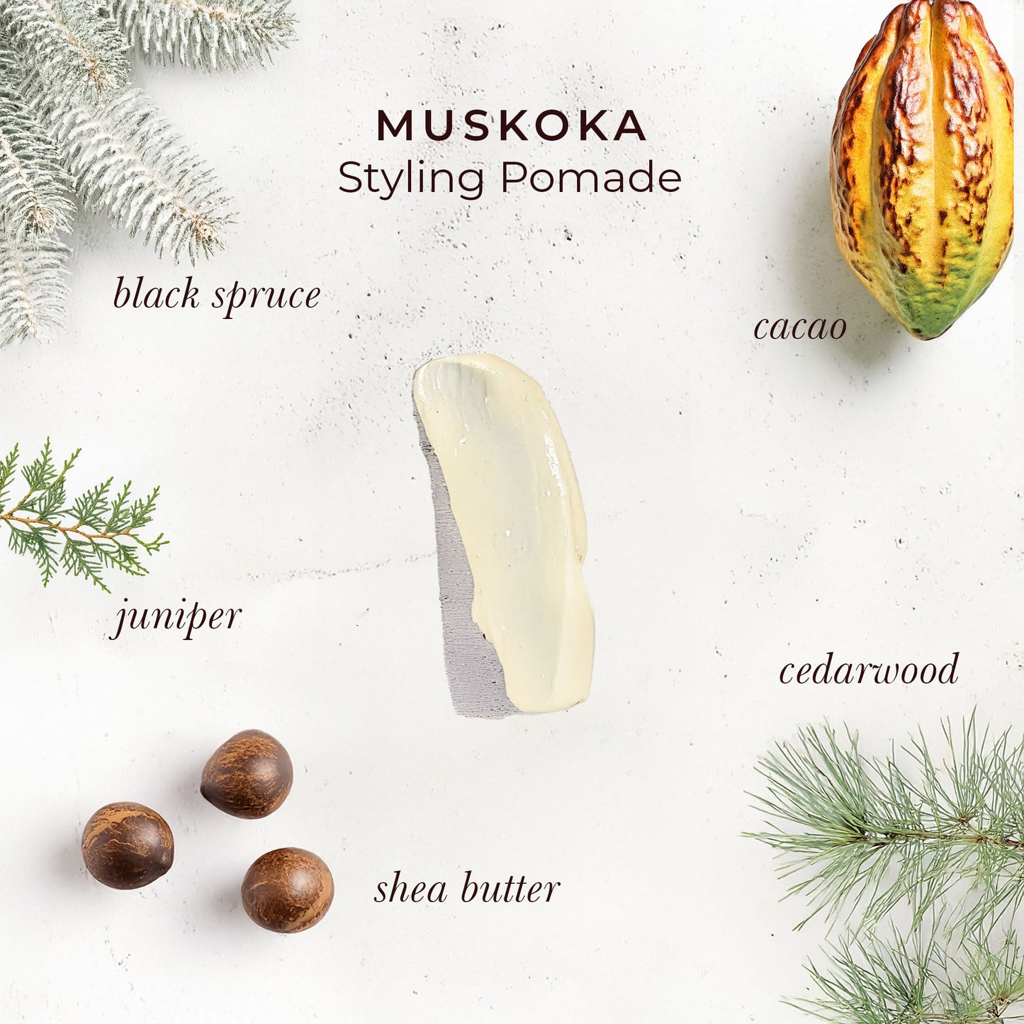 Natural men’s styling pomade ingredients by Cocoon Apothecary
