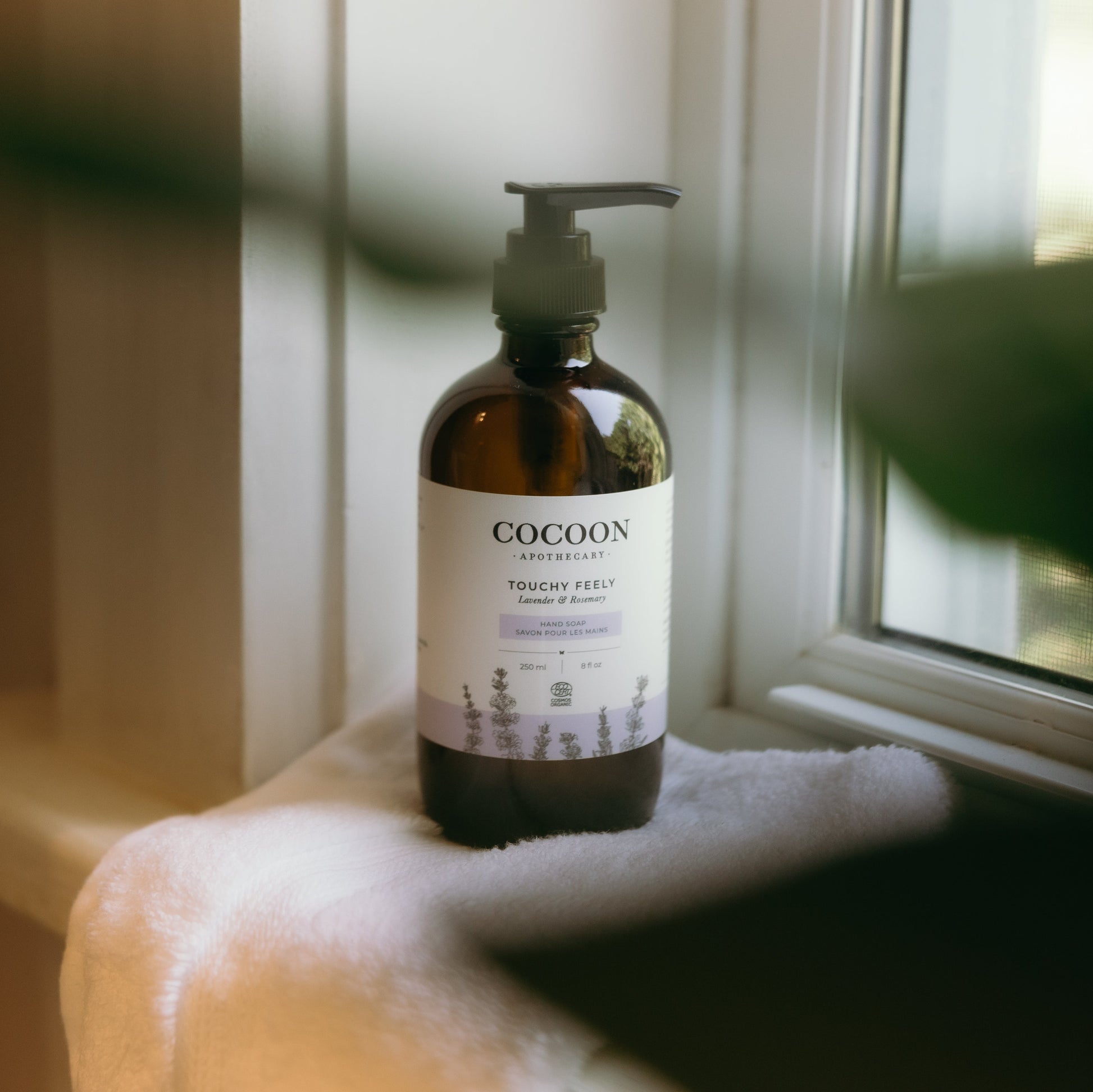 Cocoon bottle on a windowsill with natural light