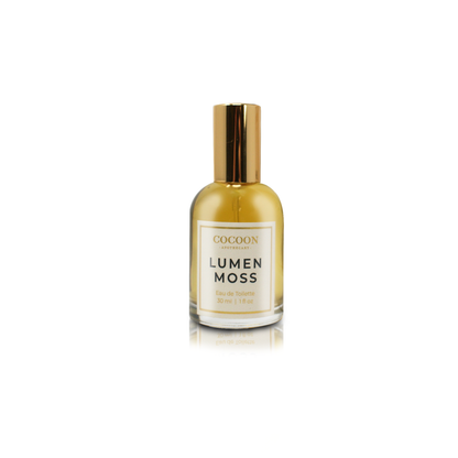 Cocoon Lumen Moss perfume bottle on a white background