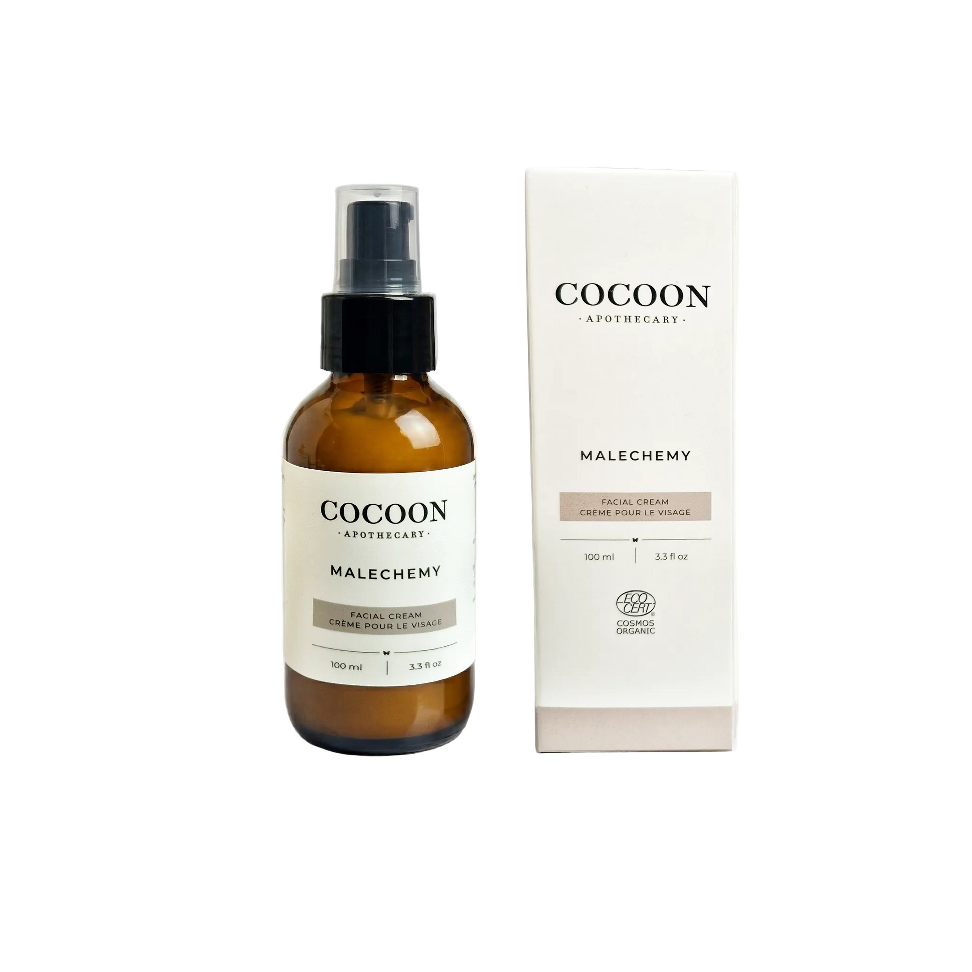 Facial cream for men bottle and packaging on a white background