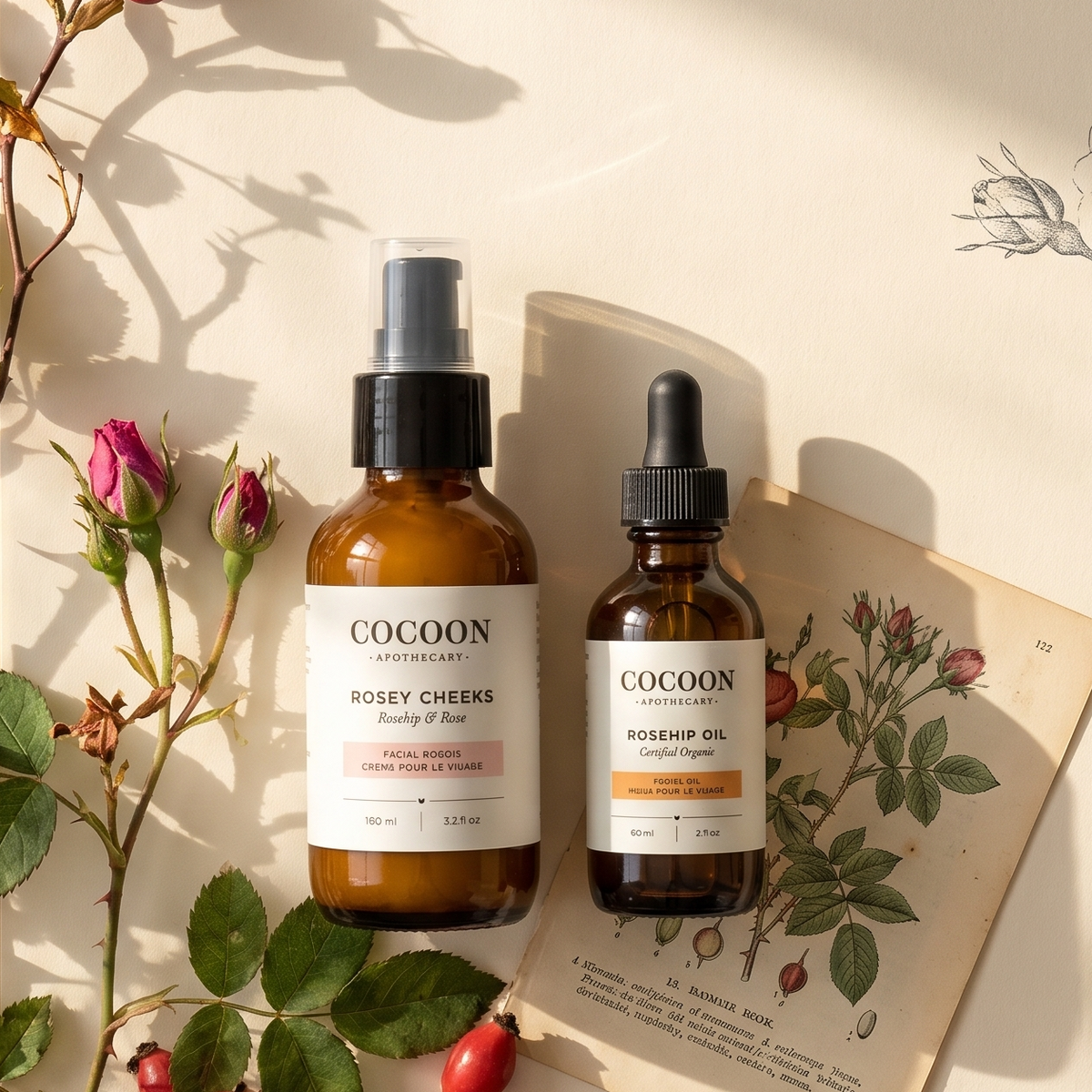Rosey cheeks and rosehip to moisturize dull and dry skin