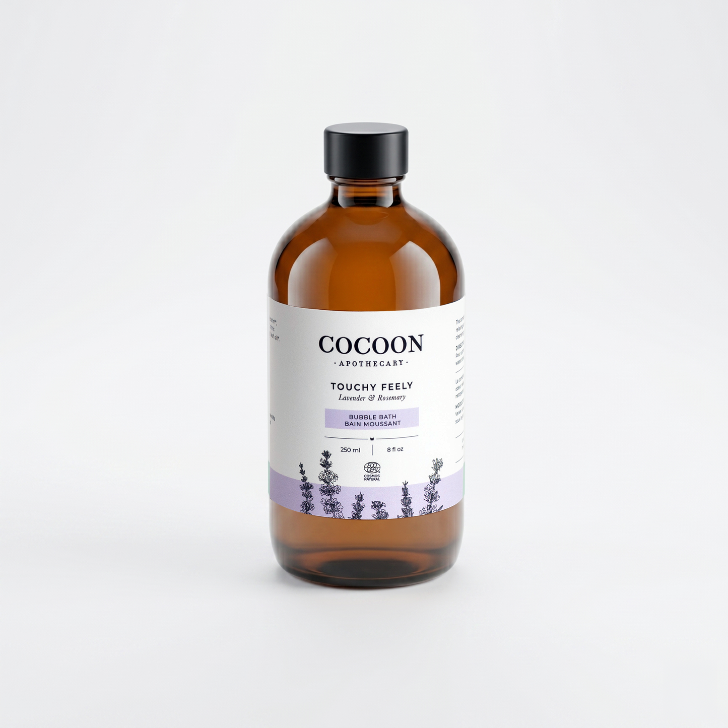 Brown bottle of Cocoon Apothecary product on a white background