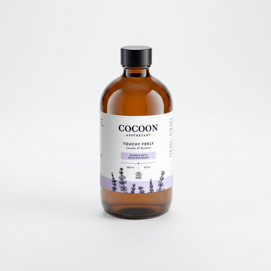 Brown bottle of Cocoon Apothecary product on a white background