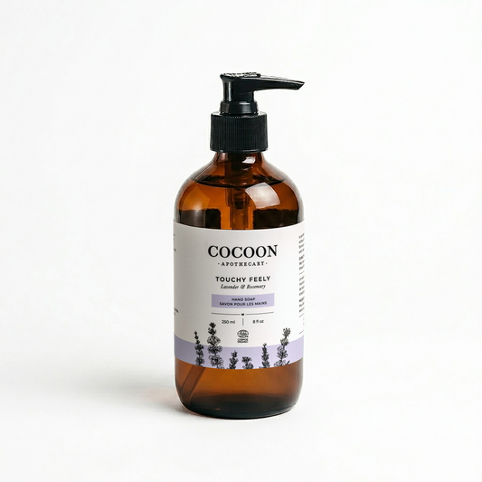 Cocoon Apothecary hand soap bottle with pump on a white background