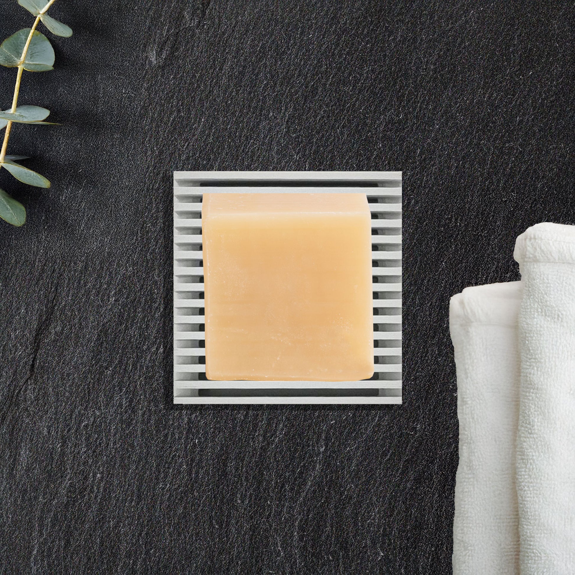 Cocoon Apothecary soap dish with built-in drip tray for natural bar soaps