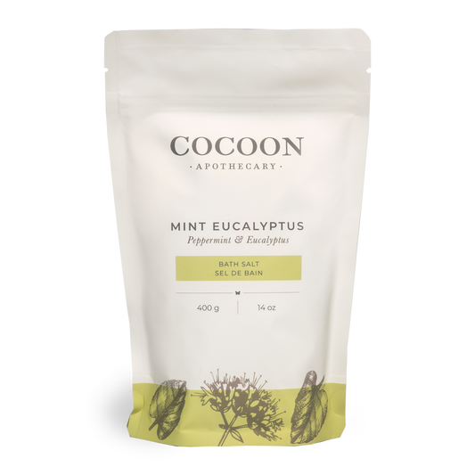 Mineral rich Dead Sea salts, Epsom salts and pure essential oils creates a spa-like bathing experience. Mint Eucalyptus has a penetrating aroma that smells soothing and medicinal.