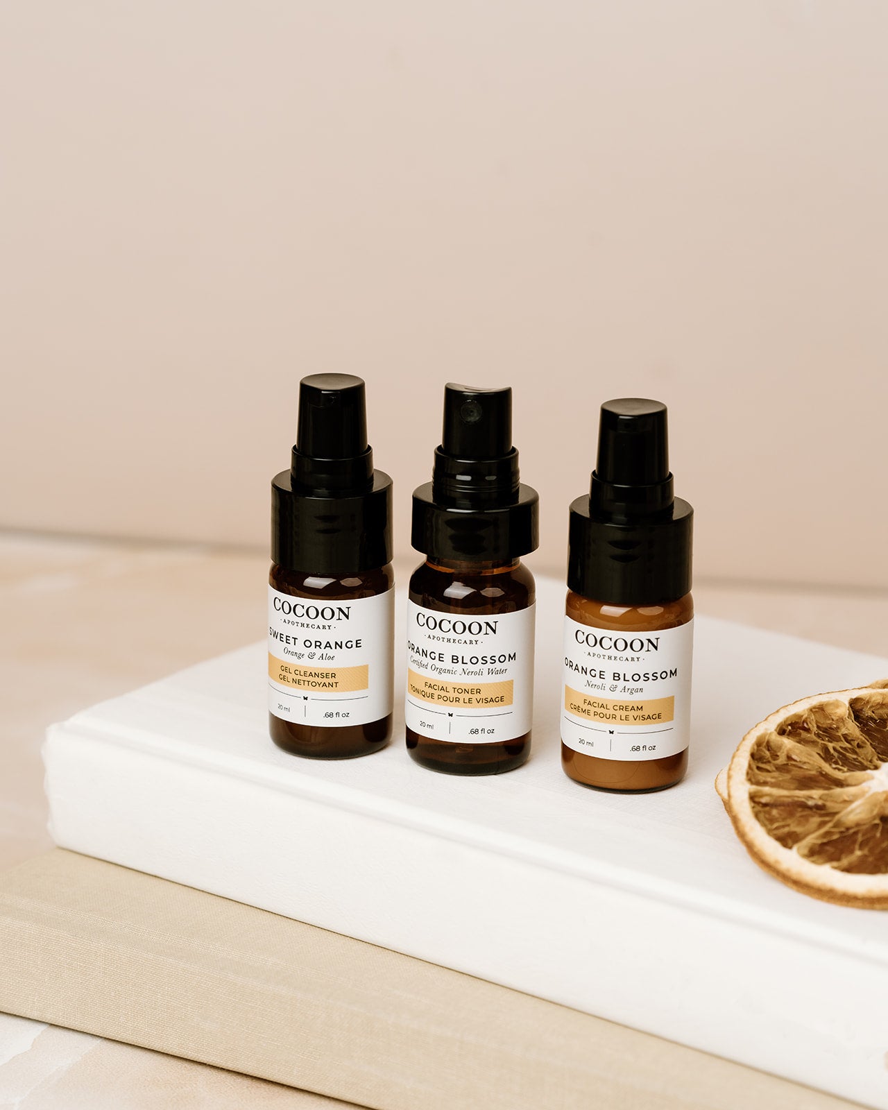 Orange blossom skincare starter kit, trial sized for oily skin, Cleanser, toner, moisturizer all ecocert